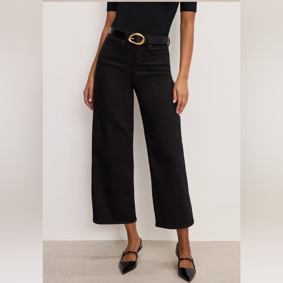 NWT Good American Good Waist Black Palazzo Crop Jeans - Picture 3 of 15